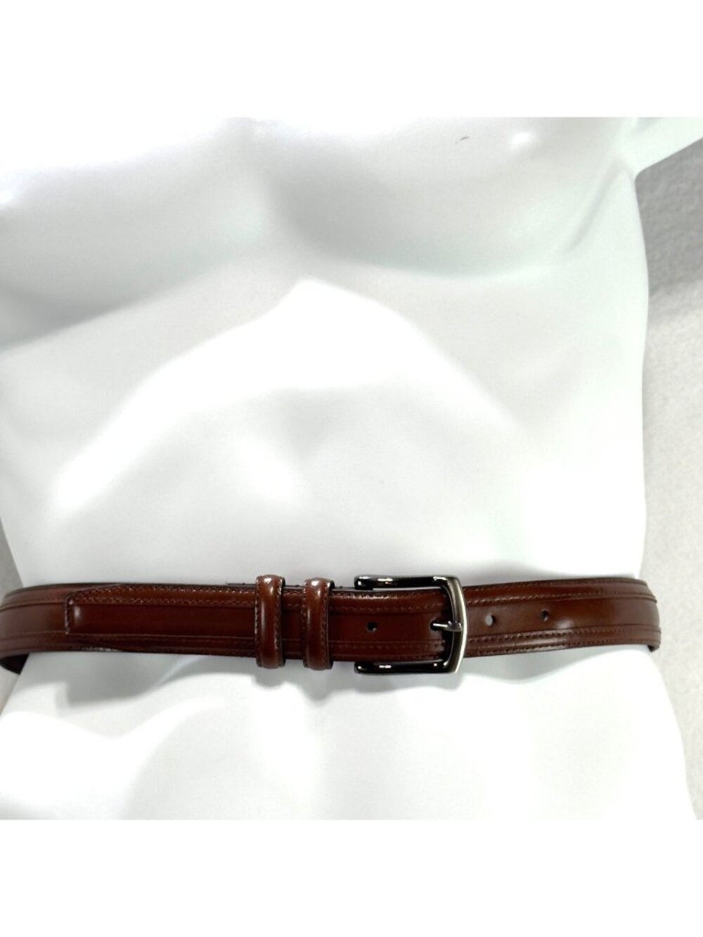 Men's Brown Genuine Leather Belt Metal Buckle Size 36/91